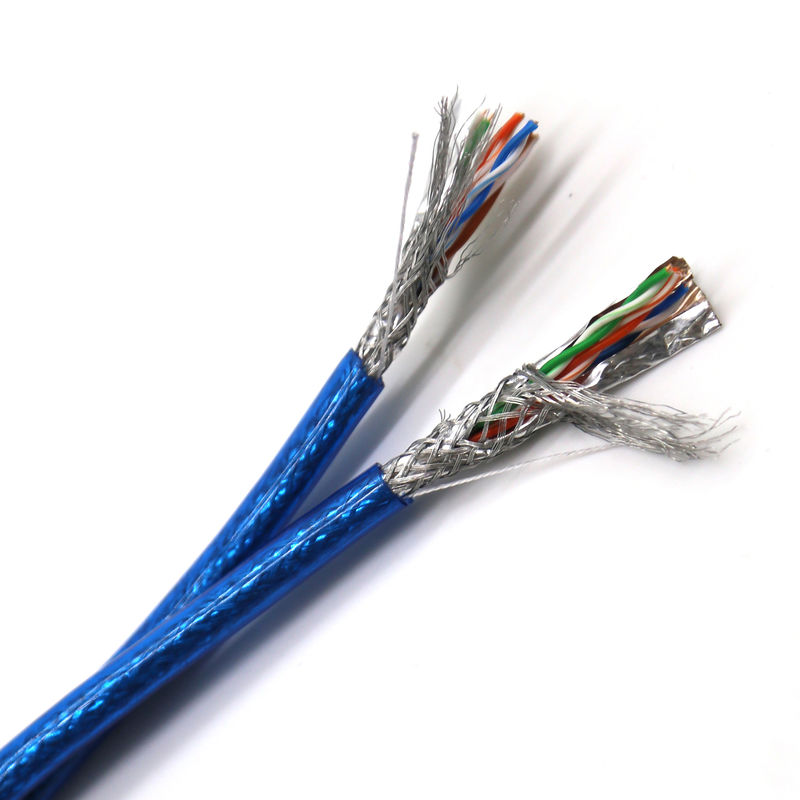 S / Ftp Kabel Terlindung Ganda, 24awg 0.51mm CCA BC OFC Cat5e Kabel